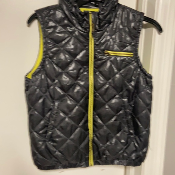 Forever 21 Girls Puffer Vest Grey n yellow sz XL - Picture 1 of 4